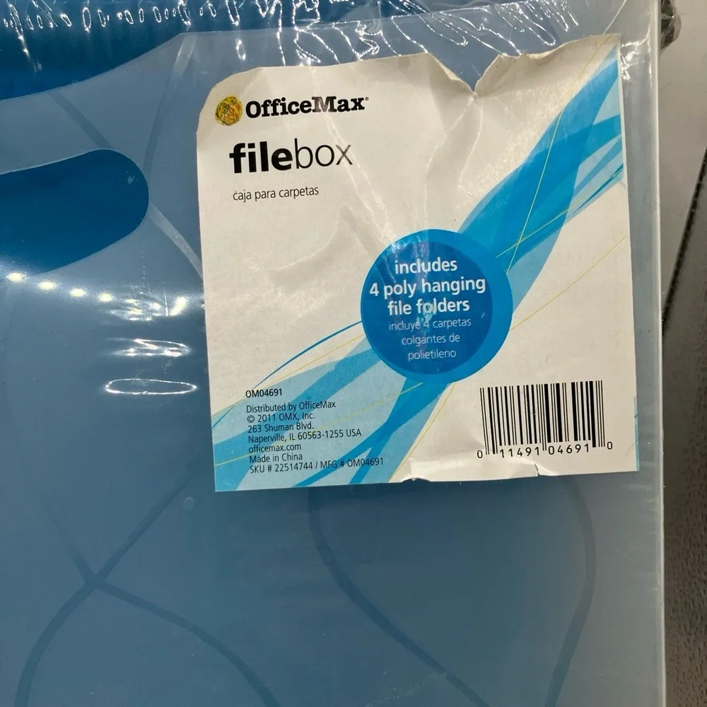 OfficeMax File Box Approximately‎ 115 Inches Blue Translucent Poly Durable